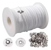 Kit Pavio 100% Algodão Diâmetro 2mm C/ 10 Metros + 100 Ilhós Kit Pavio 100% Algodão Diâmetro 2mm C/ 10 Metros + 100 Ilhós