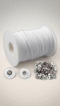 Kit Pavio Algodão 3mm 5m + 50 Ilhós Kit Pavio Algodão 3mm 5m + 50 Ilhós