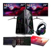 Kit - pc gamer amd ryzen 7 5700g 16gb (rtx 4060 8gb) ssd 1tb + 240gb m.2 600w 80 plus + 2 monitores neologic 24165hz, neologic streamer - nli85860