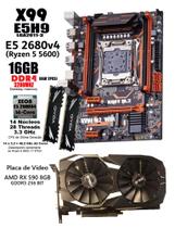 Kit PC Gamer X99 Gaming + Xeon E5 2680v4 14 Núcleos (Ryzen 5 5600) + 16GB DDR4 + RX 590 8GB