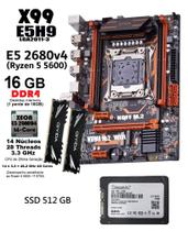 Kit PC Gamer X99 Gaming + Xeon E5 2680v4 14 Núcleos (Ryzen 5 5600) + 16GB DDR4 + SSD 512 GB - Intel