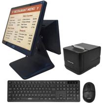 Kit PDV Completo Touchscreen Duplo 15.6 11.6 Impressora Termica 80mm Guilhotina Teclado Mouse Sem Fio Automacao Comercial