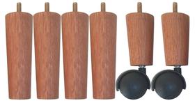 KIT PÉ CAMA BOX EM MADEIRA 6pçS