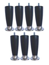 Kit Pé Cama Box Queen Bipart Baú Rubi Preto Cromado 12cm