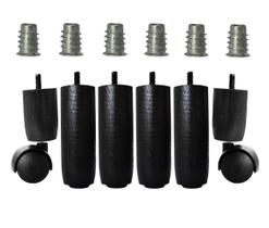 Kit Pé Tdc 4x2 Preto C/ Buchas 12cm Cama Box Baú Solteiro