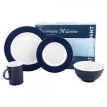 Kit peças de louça com 16 unidades cor azul feitos em melamina Kit peças de louça com 16 unidades cor azul feitos em melamina