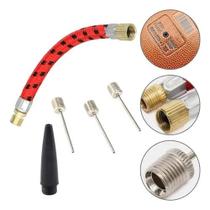 Kit Peças Para Bomba De Ar 5 Bicos Agulha Para Bolas E Mangueira Extensora Flexível Para Bike