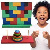 Kit Pedagógico Educativo Jogo Tetris E Torre Hanói Madeira Kit Pedagógico Educativo Jogo Tetris E Torre Hanói Madeira