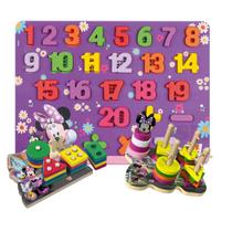 Kit Pedagógico Minnie Mouse Placa Mdf Números Encaixe Forma