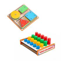 Kit Pedagógico Prancha De Seleção E Pinos Coloridos Encaixe