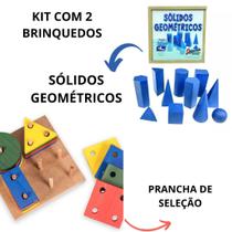 Kit Pedagógico Sólidos Geométricos e Prancha de Seleção