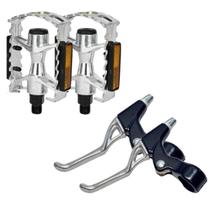 Kit Pedal Aluminio Rosca Grossa + Manete de Freio Aluminio