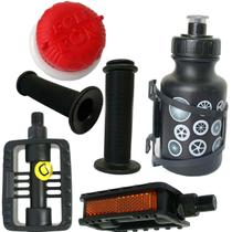 Kit Pedal Buzina Manopla Garrafinha Bicicletas Do Aro 14/16