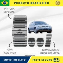 KIT Pedaleira de Carro E Descanso de PÉ 100% AÇO INOX modelo do carro Volkswagen Golf Manual Mk4 1999 acima Envio Rápido Brasil