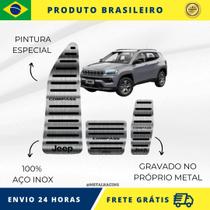 KIT Pedaleira e Descanso de Carro 100% AÇO INOX do carro Jeep Compass 2017 A 2022 serve com perfeição Premium Envio Rápido Brasil - Metal Racing