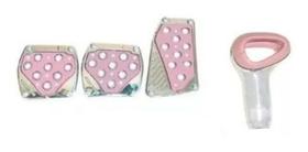 Kit Pedaleiras Manopla Cambio Cromado E Rosa