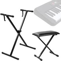 Kit Pedestal em X + Banco Acolchoado para Teclados Casio CTK-3500 e Linha CTS-200 CT-S300 Entre outros