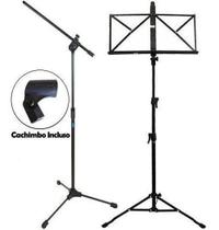 Kit Pedestal Girafa Microfone Ask + Estante De Partitura
