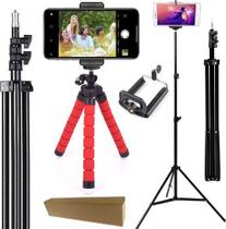 Kit Pedestal Tripé Profissional Para Câmera Suporte Celular Kit Pedestal Tripé Profissional Para Câmera Suporte Celular