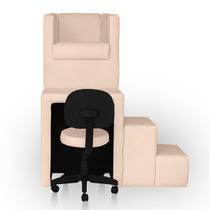Kit Pedicure Cadeira Poltrona Escada Completo Corano Bege