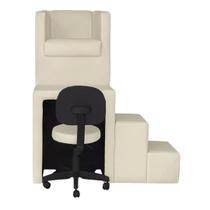 Kit Pedicure Cadeira Poltrona Escada Completo Corano Bege Kit Pedicure Cadeira Poltrona Escada Completo Corano Bege