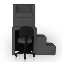 Kit Pedicure Cadeira Poltrona Escada Completo Corano Cinza