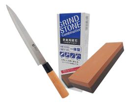 Kit Pedra E Faca Peixe 21 Cm Aço Inox Cabo Madeira Sushi Kit Pedra E Faca Peixe 21 Cm Aço Inox Cabo Madeira Sushi