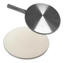 Kit Pedra Refratária Redonda Para Pizza 37cm E Pá Alumínio