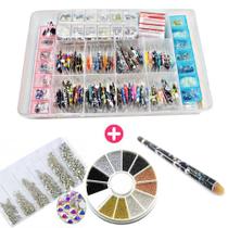 Kit pedraria unha luxo 34mil pçs + caviar e cera pega strass