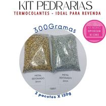 Kit Pedrarias 300g / 500g / 1000g / Strass Cristal Metal Sextavado Termocolante Várias Cores Ideal para Revenda Chap