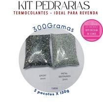 Kit Pedrarias 300g / 500g / 1000g / Strass Cristal Metal Sextavado Termocolante Várias Cores Ideal para Revenda Chap
