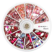 Kit pedrarias unha artesanato disco grande pink rosa cristal Kit pedrarias unha artesanato disco grande pink rosa cristal
