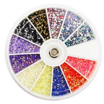 Kit pedrarias unhas artesanato disco grande strass furta cor