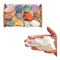 Kit Pedras Caixa Coleção e Drusa de Cristal Decoração Bons Fluidos