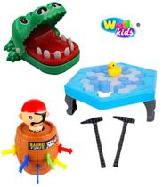 Kit Pega Dedo Jacaré + Quebra Gelo Patinho + Barril Pirata