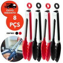 Kit Pegador Alimento 34Cm Inox E Silicone Com Apoio Salada Churrasco Massa Cozinha Bar Restaurante Kit Pegador Alimento 34Cm Inox E Silicone Com Apoio Salada Churrasco Massa Cozinha Bar Restaurante