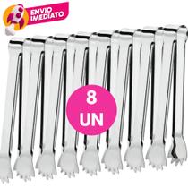 Kit Pegador De Gelo Premium Aço Inox 18,5cm Pinça Com Garra Bar Drinks Profissional