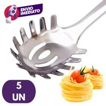 Kit Pegador De Massas Macarrão E Salada Tipo Concha Cabo Tubular 32Cm 100% Aço Inox