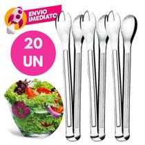 Kit Pegador De Salada Multiuso Cabo Longo 29 Cm Em Aço Inoxidável Linha Premium