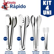 Kit Pegador Em Inox Pegadores Para Salada Universal Massas e Gelo 29cm E Frios 18cm Para Buffet Lanchonete Cozinha Kit Pegador Em Inox Pegadores Para Salada Universal Massas e Gelo 29cm E Frios 18cm Para Buffet Lanchonete Cozinha