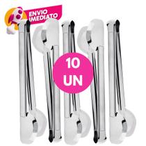 Kit Pegador Universal 29 Cm Tipo Pinça Em Aço Inox Premium Salada Petiscos Frios Carne