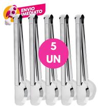 Kit Pegador Universal 29 Cm Tipo Pinça Em Aço Inox Premium Salada Petiscos Frios Carne
