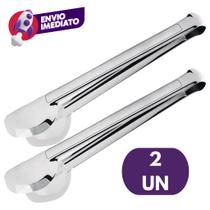 Kit Pegador Universal 29Cm Tipo Pinça Em Inox Premium Multiuso Salada Petiscos Frios Macarrão
