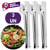 Kit Pegador Universal 29Cm Tipo Pinça Em Inox Premium Multiuso Salada Petiscos Frios Macarrão