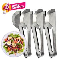Kit Pegador Universal Tipo Pinça 29Cm Em Inox Premium Salada Petiscos Frios Salgado