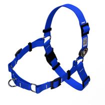 Kit peitoral anti puxao guia premium g classic azul com qr code