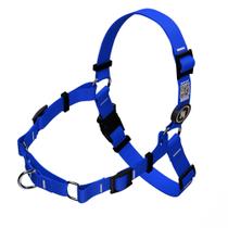 Kit peitoral anti-puxao + guia premium - g classic azul multipatas