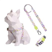 Kit Peitoral + Coleira + Guia para Cães Polvinhos Oliepet