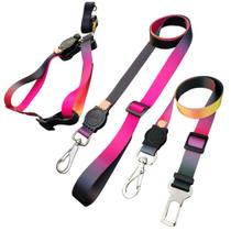Kit Peitoral de Cachorro Pequeno Porte com Guia e Cinto de Segurança