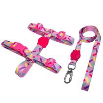 Kit Peitoral H Ajustável e Guia Reforçada para Cães Cachorros Pets Confete
